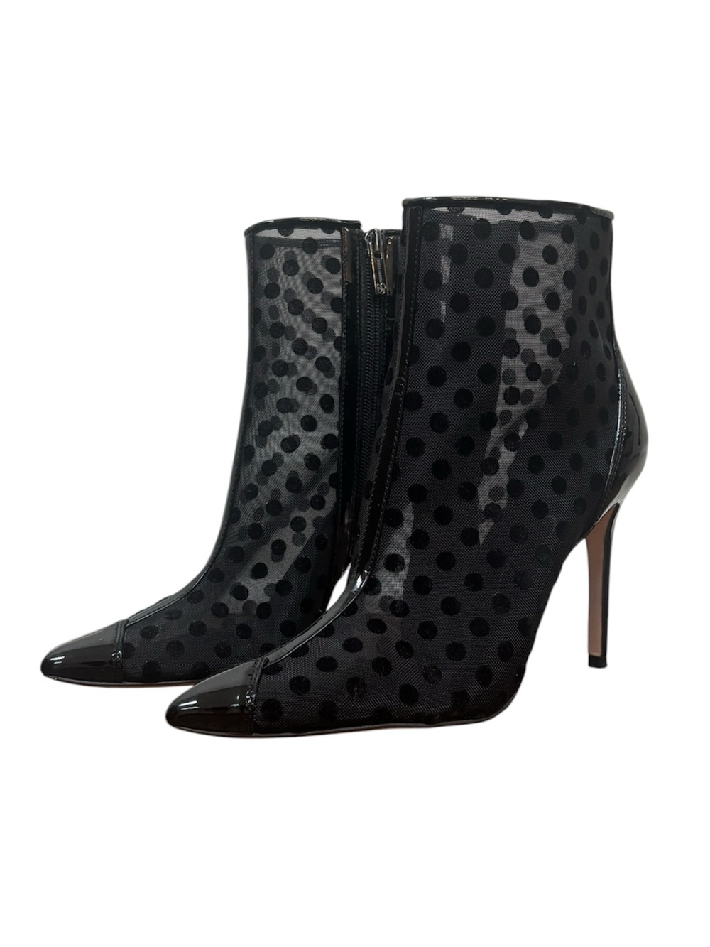JESSICA SIMPSON Prestin Black Polka Dot Pointed Toe Stiletto Ankle Booties
